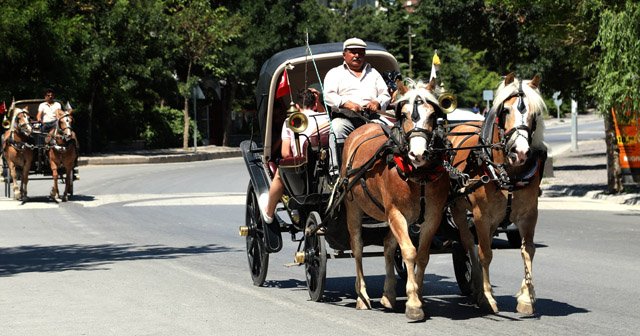 Filistinli milli sporcular faytonla Talas’ı gezdi