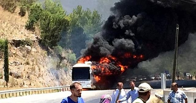 Isparta&#039;da yolcu otobüsünde yangın