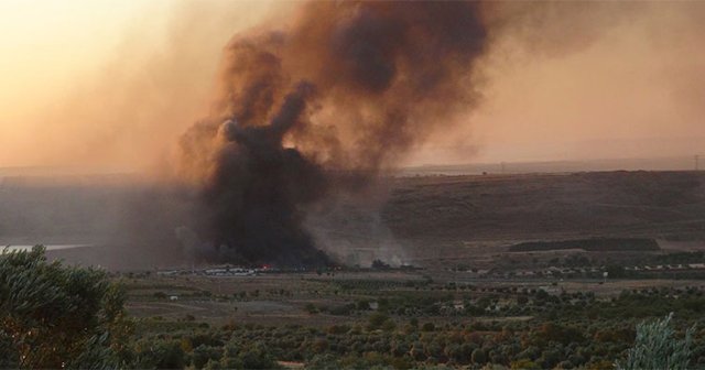 Kilis&#039;te askeri bölgede patlama ve yangın!