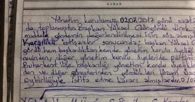 MHP Buharkent yönetimi istifayı sosyal medyadan duyurdu