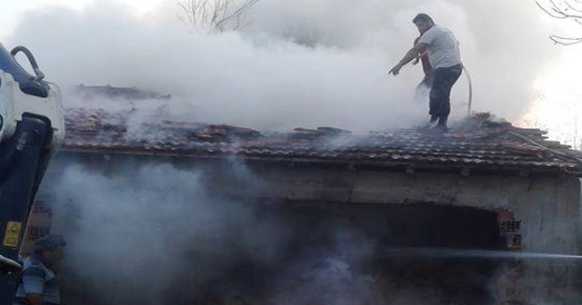 Sakarya'da ahır ve samanlık yangını