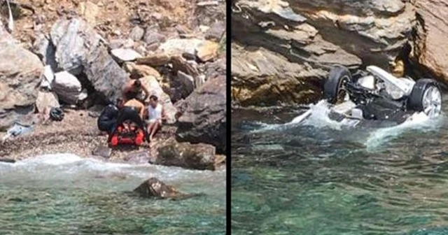 Aracıyla denize uçtu, 2 gün kurtarılmayı bekledi