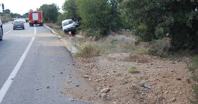 Ağaca çarpan otomobil sürücüsü yaralandı