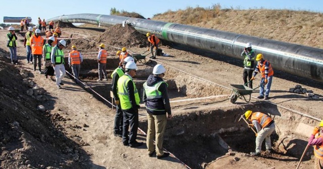 Doğalgaz boru hattında Roma mezarları çıktı