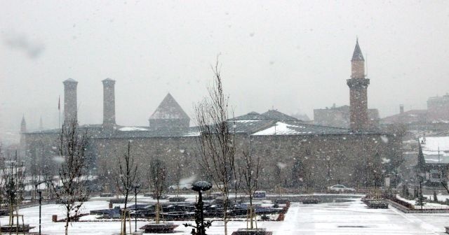 Erzurum’da lapa lapa kar yağışı