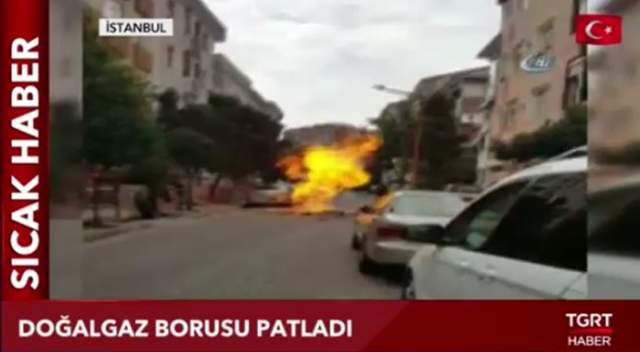 İstanbul&#039;da korku dolu anlar, doğalgaz borusu patladı