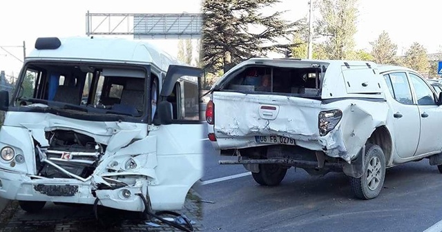 Okul servisi ile kamyonet çarpıştı, 9 kişi yaralandı