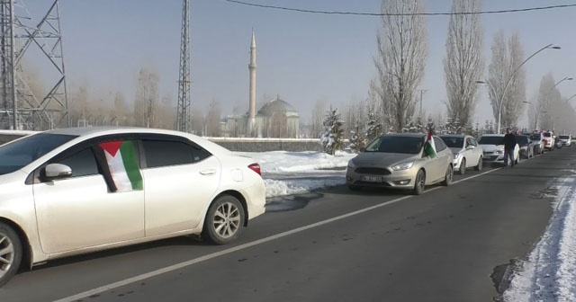 Ağrı’da araç konvoylu Kudüs protestosu