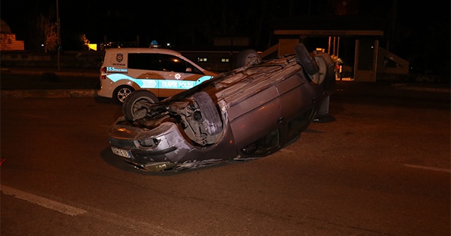 Ehliyetsiz sürücü takla atan araçtan burnu kanamadan çıktı