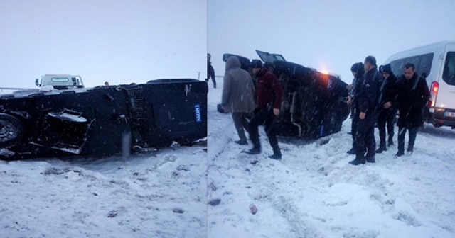 Erzurum’da zırhlı polis aracı kaza yaptı: 3 yaralı