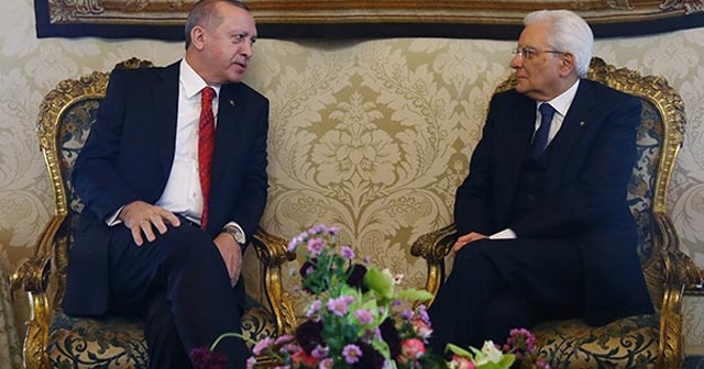 Cumhurbaşkanı Erdoğan, İtalya Cumhurbaşkanı ile bir araya geldi