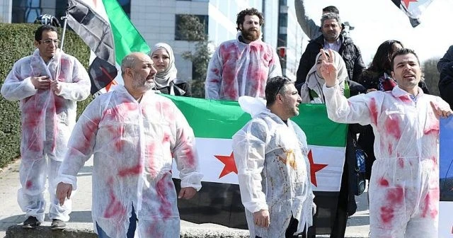 Brüksel'de Rusya ve Esed rejimi protestosu
