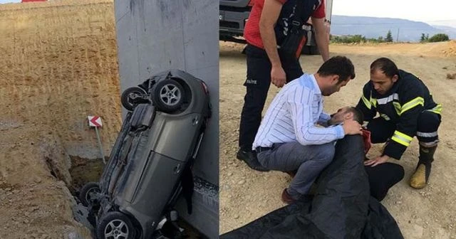 Karabük'te otomobil alt geçit inşaatına düştü