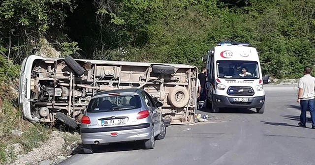 Yolcu minibüsü devrildi: 8 yaralı