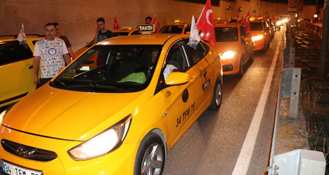 İstanbul’da taksicilerden ABD Başkonsolosluğu önünde protesto