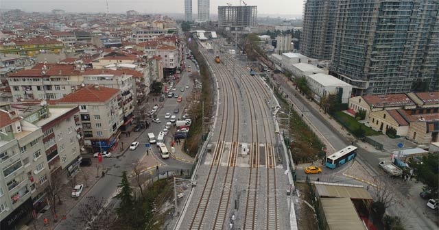 Gebze-Halkalı tren hattında son durum havadan görüntülendi