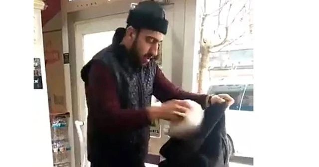 Poşete para vermemek için montunu poşet yaptı