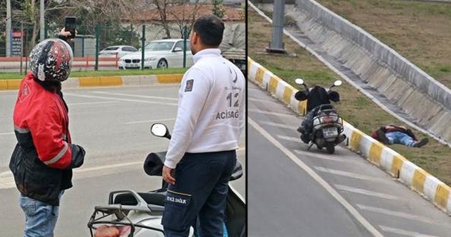 Herkes kaza yaptı sandı, sağlık ekiplerini görünce kalkıp selfie yaptı