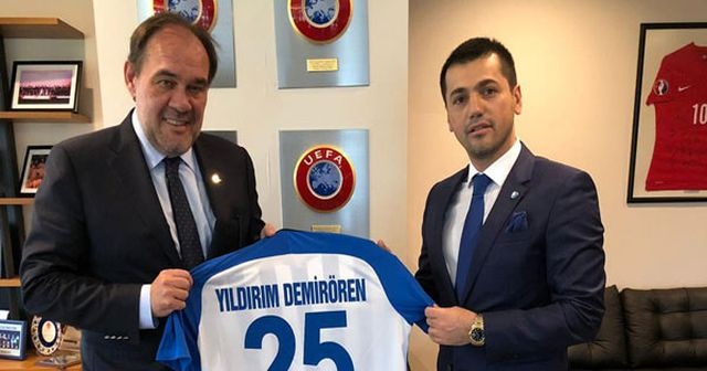 TFF Başkanı Demirören, BB Erzurumspor Başkanı Üneş ile bir araya geldi