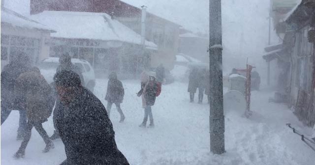 Karlıova&#039;da kar ve tipi etkili oldu, okullar tatil edildi