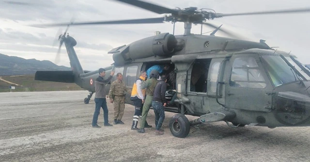 9 aylık bebeğin imdadına askeri helikopter yetişti