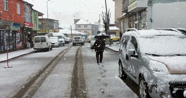 Baharın gelmediği ilçeye kar geldi