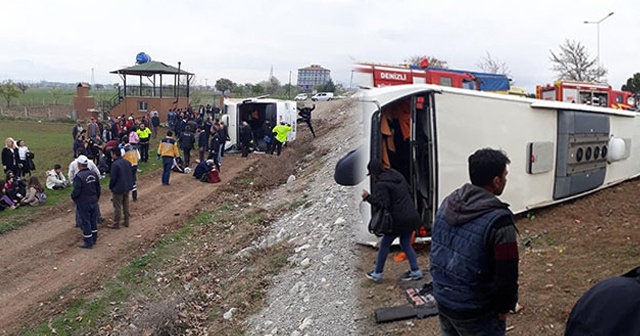 Denizli&#039;de öğrencileri taşıyan otobüs devrildi: 20&#039;den fazla yaralı