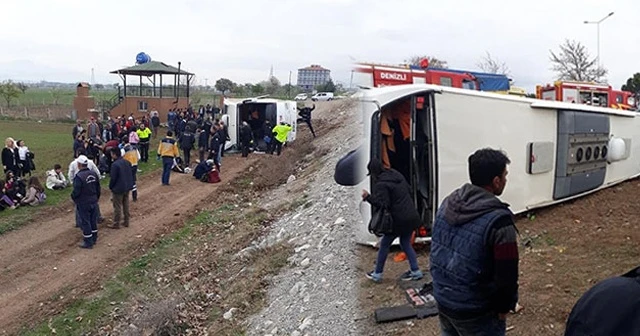 Denizli'de öğrencileri taşıyan otobüs devrildi: 20'den fazla yaralı