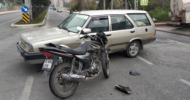 Motosiklet otomobil ile çarpıştı: 1 yaralı