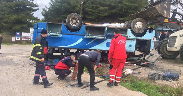 Tarım işçilerini taşıyan otobüs devrildi: 1 ölü, 12 yaralı