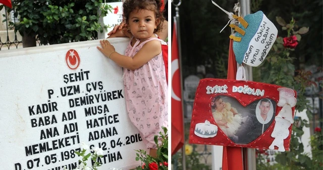 5 yaşındaki şehit kızı babasının doğum gününü kutladı