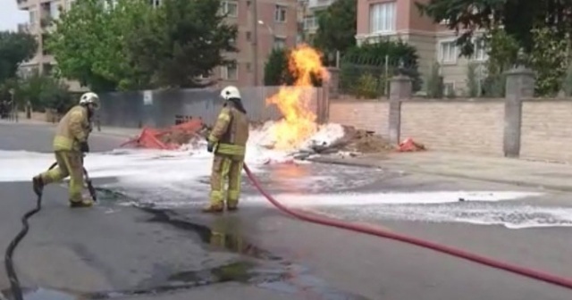 Pendik'te kazı sırasında doğalgaz hattı patladı