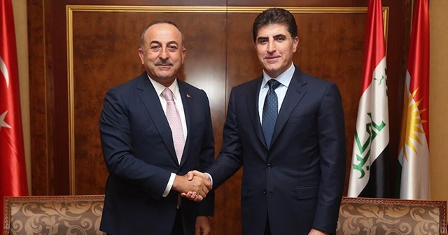 Çavuşoğlu Erbil&#039;de IKBY&#039;nin yeni başkanı Neçirvan Barzani ile görüştü