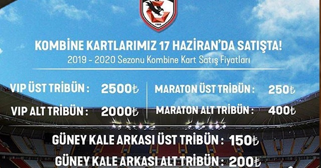 Gazişehir Gaziantep’te kombine fiyatları belli oldu