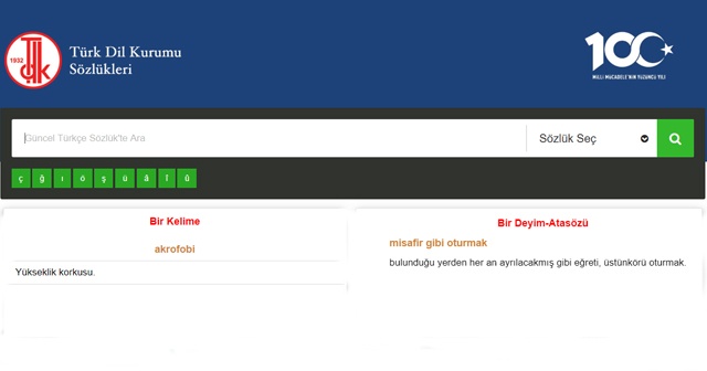 TDK&#039;nin tüm sözlükleri tek tıkla kullanıcının karşısında