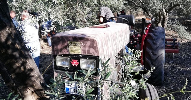 Zeytin ağacına sıkıştı, traktörün üzerinde ölü bulundu