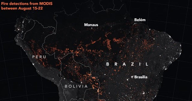 NASA verileri Amazonlar&#039;da yangın yoğunluğunun rekor düzeye ulaştığını gösteriyor