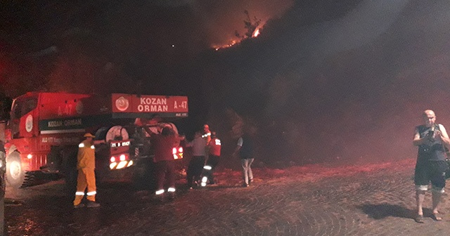 Adana&#039;da tarihi Kozan Kalesi eteklerinde yangın