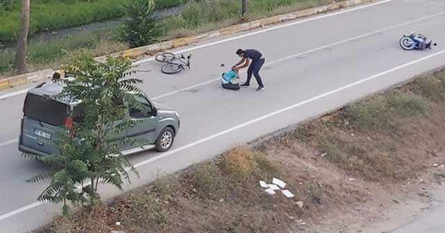 Bursa&#039;da motosiklet sürücüsü çarptığı çocuğu bırakıp kaçtı