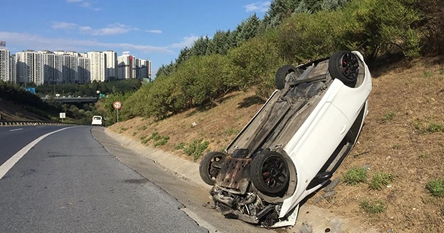 Kendisini sıkıştıran taksiciden kaçmak isterken takla attı