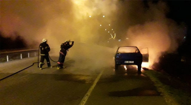 Ordu&#039;da seyir halindeki otomobil küle döndü