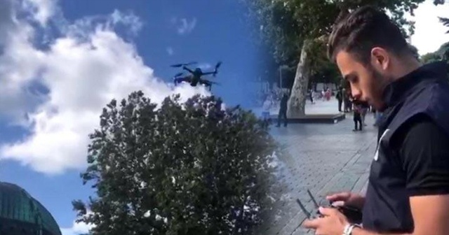 Sultanahmet Meydanı’nda turistlere drone ile anons