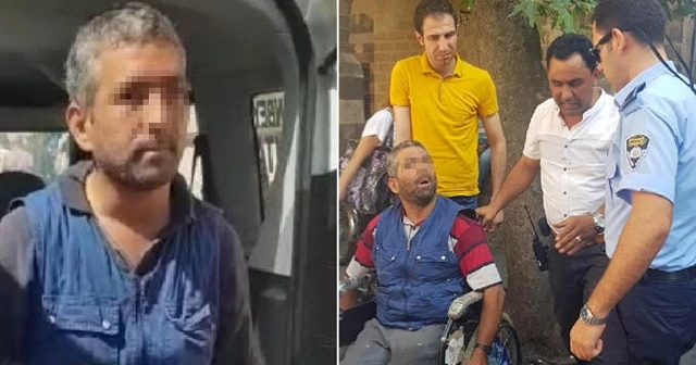 Tekerlekli sandalyedeki dilenci, zabıtayı görünce ayağa kalktı