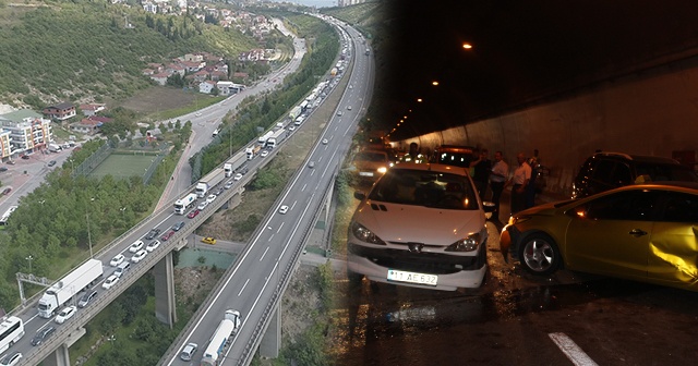 TEM otoyolunda kaza sonrası yoğun trafik!