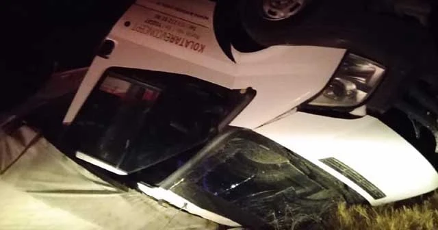 Araç refüje çarparak takla attı