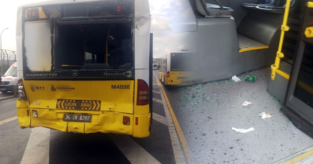 Beyoğlu Halıcıoğlu&#039;nda metrobüsler çarpıştı: 13 yaralı