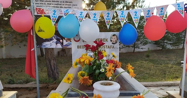 Şehit Bedirhan bebeğin mezarı balonlarla süslendi