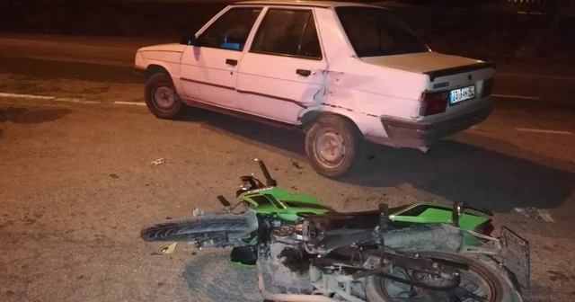 Motosiklet ile otomobil çarpıştı:1 yaralı