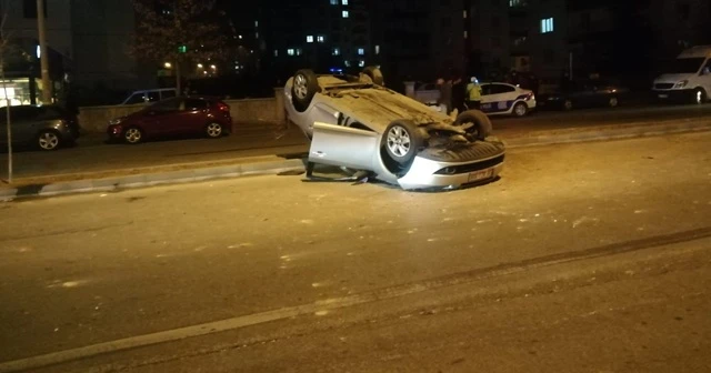 Takla atan otomobilden hafif yaralı kurtuldu