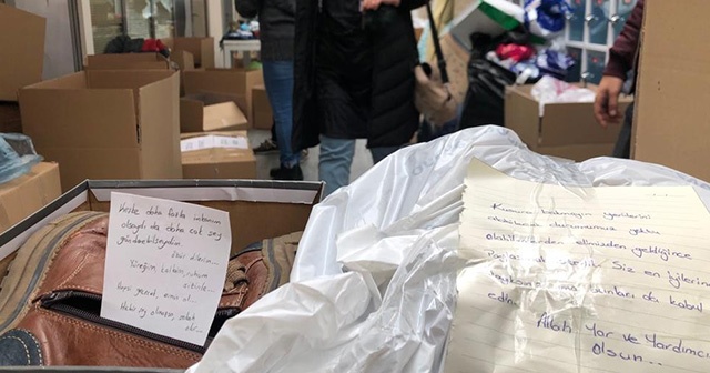 Elazığ’a gönderilen paketlerden çıkan notlar duygulandırdı